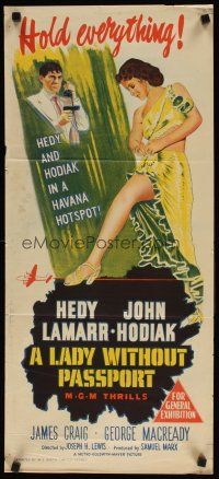 7c681 LADY WITHOUT PASSPORT Aust daybill '50 different stone litho of sexy Hedy Lamarr!