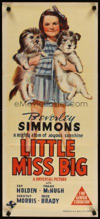 7c693 LITTLE MISS BIG Aust daybill '46 artwork of cute dynamite mite Beverly Simmons!