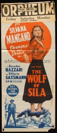 7c707 LURE OF THE SILA Aust daybill '49 sexy Silvana Mangano, more alluring & dangerous than ever!