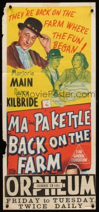 7c709 MA & PA KETTLE BACK ON THE FARM Aust daybill '51 Marjorie Main & Percy Kilbride find uranium