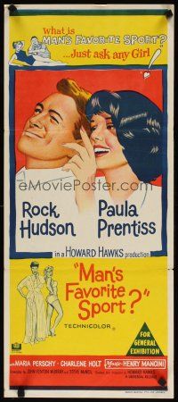 7c721 MAN'S FAVORITE SPORT Aust daybill '64 Rock Hudson falls in love w/Paula Prentiss!