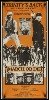7c722 MARCH OR DIE Aust daybill '76 Gene Hackman, Terence Hill, French Foreign Legion!