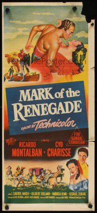 7c723 MARK OF THE RENEGADE Aust daybill '51 barechested Ricardo Montalban & sexy Cyd Charisse!