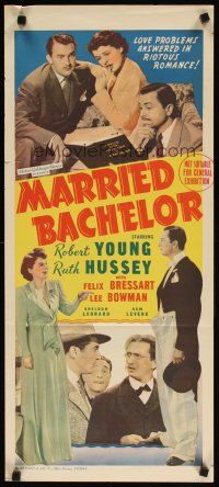 7c725 MARRIED BACHELOR Aust daybill '41 author Robert Young & fake wife Ruth Hussey!