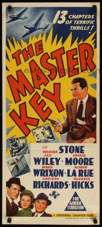 7c726 MASTER KEY Aust daybill '45 Milburn Stone, Jan Wiley, Dennis Moore, spy serial!