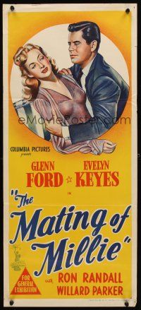 7c727 MATING OF MILLIE Aust daybill '47 great romantic stone litho of Glenn Ford & Evelyn Keyes!