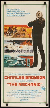 7c729 MECHANIC Aust daybill '72 Charles Bronson, he has more than a dozen ways to kill!