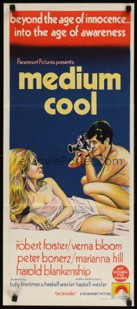 7c730 MEDIUM COOL Aust daybill '69 Haskell Wexler's X-rated 1960s counter-culture classic!