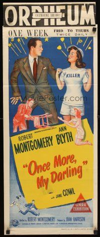 7c761 ONCE MORE MY DARLING Aust daybill '49 man about town Robert Montgomery meets sexy Ann Blyth!