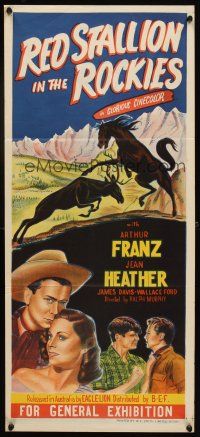 7c810 RED STALLION IN THE ROCKIES Aust daybill '49 Arthur Franz, art of horse fighting with elk!