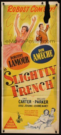 7c852 SLIGHTLY FRENCH Aust daybill '48 art of pretty Dorothy Lamour & Don Ameche falling in air!