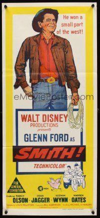 7c854 SMITH Aust daybill '69 Walt Disney, stone litho artwork of Glenn Ford in title role!