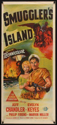 7c855 SMUGGLER'S ISLAND Aust daybill '51 Jeff Chandler, Evelyn Keyes, Pirate Port of China Seas!
