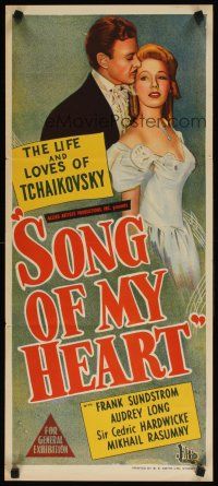 7c863 SONG OF MY HEART Aust daybill '48 romantic biography of Russian composer Tchaikovsky!