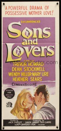7c865 SONS & LOVERS Aust daybill '60 D.H. Lawrence's novel, Dean Stockwell & sexy Mary Ure!