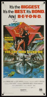 7c869 SPY WHO LOVED ME Aust daybill R80s great art of Roger Moore as James Bond 007 by Bob Peak!