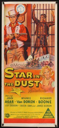 7c872 STAR IN THE DUST Aust daybill '56 John Agar, Van Doren, a story of most desperate gamble!
