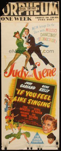 7c883 SUMMER STOCK Aust daybill '50 stone litho artwork of Judy Garland & Gene Kelly dancing!