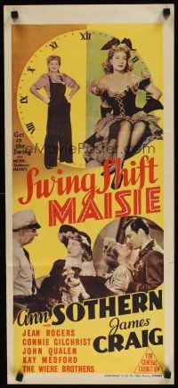 7c892 SWING SHIFT MAISIE Aust daybill '43 images of sexy Ann Sothern, James Craig!