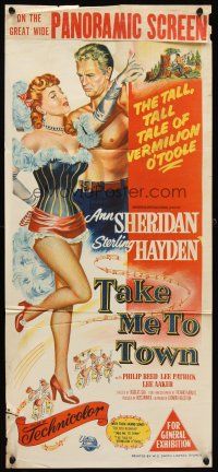 7c893 TAKE ME TO TOWN Aust daybill '53 full-length art of sexy Ann Sheridan & barechested Hayden!