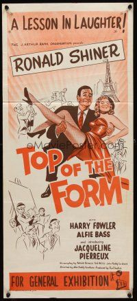 7c929 TOP OF THE FORM Aust daybill '53 Ronald Shiner, Harry Fowler, Alfie Bass, sexy artwork!