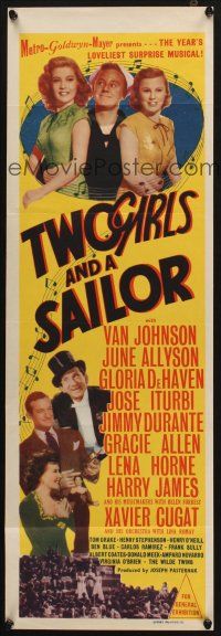 7c941 TWO GIRLS & A SAILOR Aust daybill '44 Van Johnson w/sexy June Allyson & Gloria DeHaven!