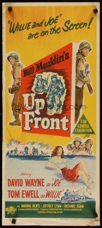7c950 UP FRONT Aust daybill '51 written by Bill Mauldin, art of soldiers David Wayne & Tom Ewell!