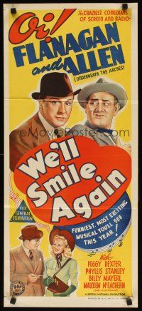 7c967 WE'LL SMILE AGAIN Aust daybill '42 Flanagan & Allen, craziest comedians of screen & radio!