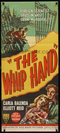 7c976 WHIP HAND Aust daybill '51 Raymond Burr, death-germ plot for U.S., millions exposed!
