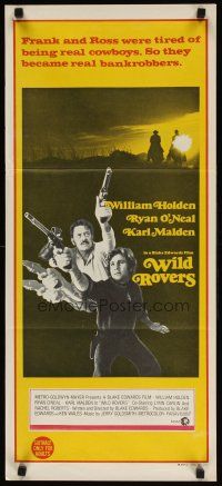 7c977 WILD ROVERS Aust daybill '71 William Holden & Ryan O'Neal w/guns, Blake Edwards directed!