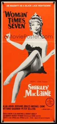7c981 WOMAN TIMES SEVEN Aust daybill '67 sexy Shirley MacLaine, naughty as a black lace nightgown!