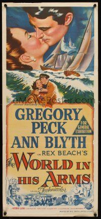 7c983 WORLD IN HIS ARMS Aust daybill '52 Gregory Peck, Ann Blyth, from Rex Beach novel!