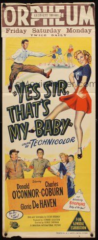 7c992 YES SIR THAT'S MY BABY Aust daybill '49 Donald O'Connor, Charles Coburn, Gloria De Haven!