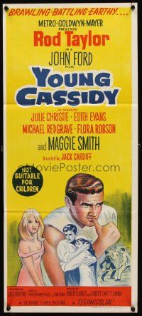7c994 YOUNG CASSIDY Aust daybill '65 John Ford, bellowing, brawling, womanizing Rod Taylor!