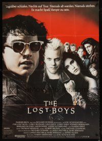 7c164 LOST BOYS German 33x47 '87 teen vampire Kiefer Sutherland, directed by Joel Schumacher!