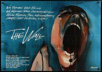 7c166 WALL German 33x47 '82 Pink Floyd, Roger Waters, classic rock & roll artwork!