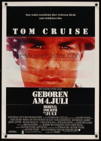 7c252 BORN ON THE FOURTH OF JULY German '89 Oliver Stone, great patriotic image of Tom Cruise!