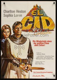 7c273 EL CID German R76 art of Charlton Heston in armor with sexy Sophia Loren!
