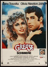 7c285 GREASE German '78 close up of John Travolta & Olivia Newton-John in a most classic musical!