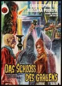 7c292 HORROR CASTLE German R60s La Vergine di Norimberga, Christopher Lee, wild horror art!