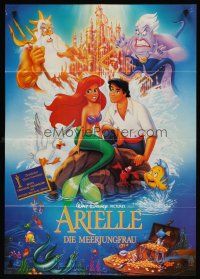 7c319 LITTLE MERMAID German '89 great image of Ariel & cast, Disney underwater cartoon!
