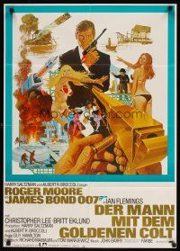 7c324 MAN WITH THE GOLDEN GUN German R80s art of Roger Moore as James Bond by Robert McGinnis!