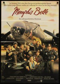 7c327 MEMPHIS BELLE German '90 Matt Modine, Sean Astin, cool cast portrait by WWII B-17!