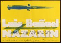 7c169 NAZARIN German 16x23 '65 Luis Bunuel, cool Hans Hillman artwork of knife!