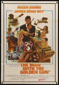 7c034 MAN WITH THE GOLDEN GUN Indian '74 art of Roger Moore as James Bond by Robert McGinnis!