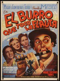 7c054 EL BURRO QUE TOCO LA FLAUTA Mexican poster '45 Miguel Torres directed, Medel, Burro!