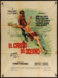 7c057 EL CRISTO DEL OCEANO Mexican poster '71 Nino Del Arco, Paolo Gozlino, cool religious art!
