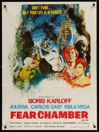 7c072 FEAR CHAMBER MexicanEnglish poster '73 cool close-up artwork of Boris Karloff, horror!