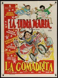 7c076 LA COMADRITA Mexican poster '78 Maria Elena Velasco as La India Maria, wacky artwork!