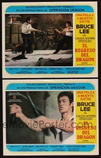 7c153 RETURN OF THE DRAGON set of 2 Mexican LCs '74 Bruce Lee classic, images of Lee in action!